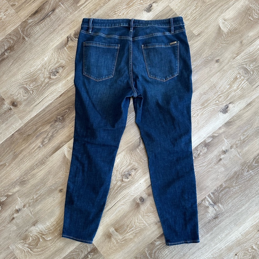 White House Black Market Dark Blue Skinny Jeans with Side Braid - Picture 4 of 4
